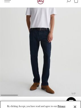 AG Men's Dark Blue Jeans - Classic Straight Fit